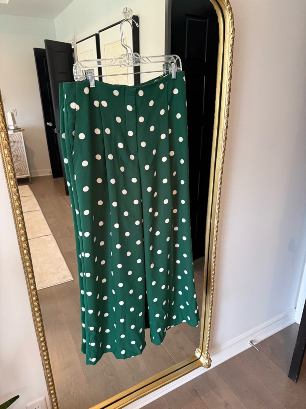 Ann Taylor Green Polka Dot Wide-Leg Pants